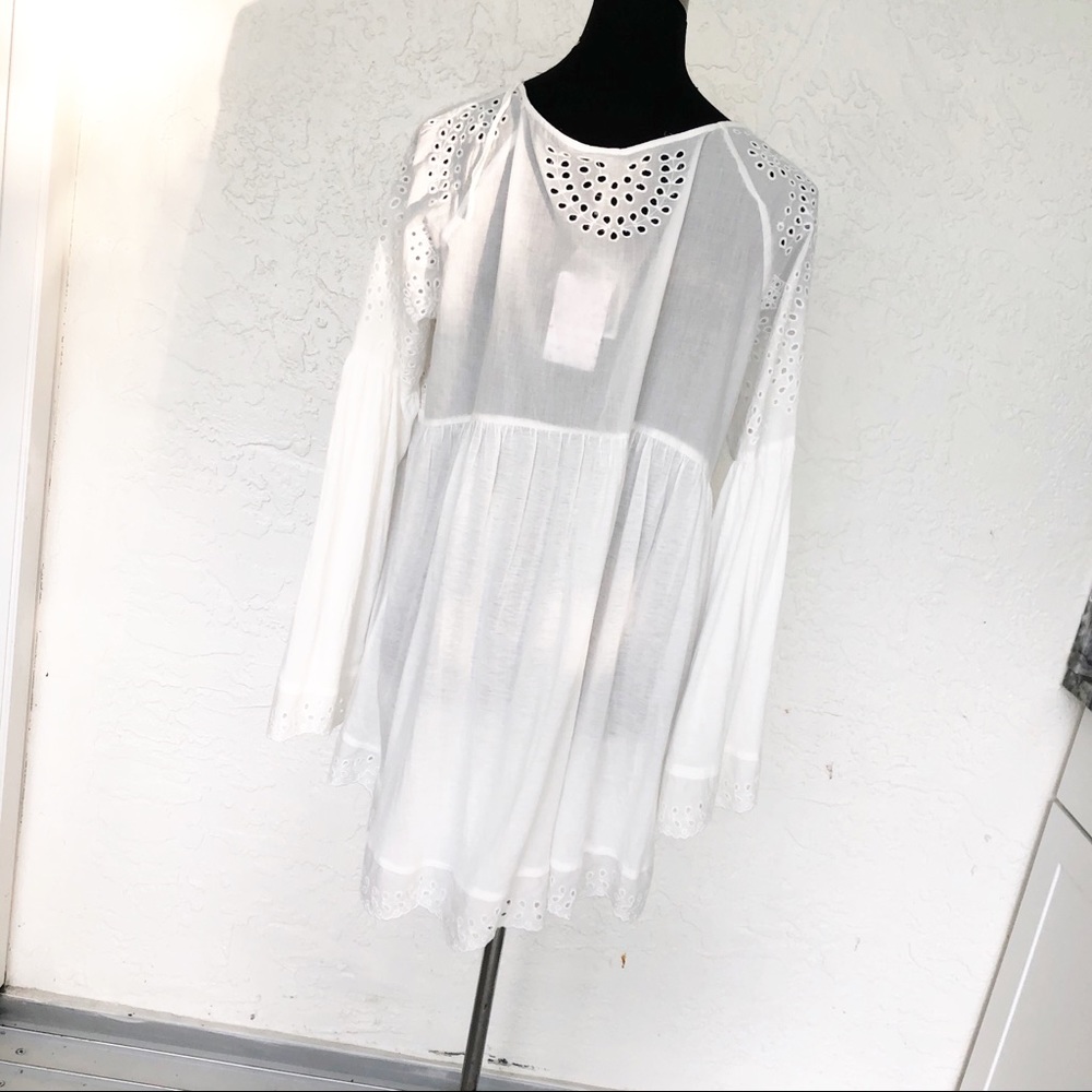 Free People Sea Of Love Bell Sleeve Boho Top - Picture 6 of 8